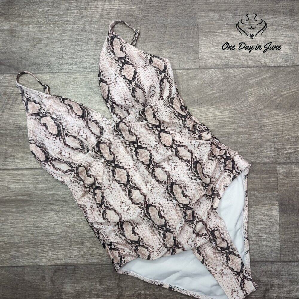 ODIJ Snake Print Tummy Control One Piece Swimsuit Size M